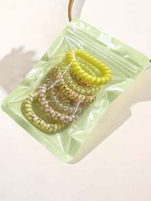 30/18/6件組隨機配色彈性髮箍，趣味圖案設計甜美清新高端電話線髮箍，耐用休閒女款髮飾，拍照道具禮物，女性禮品 - 彩色 - 查看 19