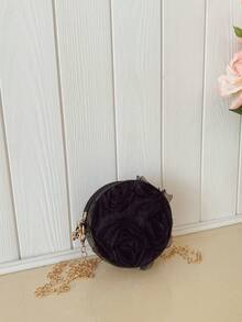 1pc Women's Fashion 3D Floral Shoulder Bag With Zipper Closure, Suitable For Party, Gathering, Ramadan Gift, Daily Use - A - View 5