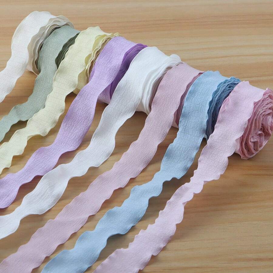 شريط تول مجعد بذيل سمكة، مادة DIY لنسج الأقواس وتغليف الكيك - متعدد الألوان - مشاهدة 1