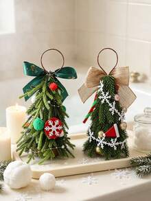 10PCS /1pc Mini Tabletop Christmas Tree Ornaments, PE Material Small Desktop Xmas Tree Decor, Compact Style Holiday Figurines For Indoor Table Scene Layout, Home Party Festive Hanging Decoration Supplies Christmas Decrations Christmas Decor Home - Multicolor - View 7