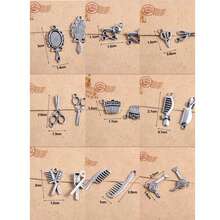 20 pcs Sisir & Gunting DIY Liontin - Perak - View 6