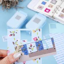 Punch Kertas Persegi Bertepi Bergerigi untuk Junk Journal dan Scrapbooking, Punch Kerajinan Gaya Perangko Bersarang dengan Desain Potongan Penyelarasan Presisi untuk Pembuatan Kartu - Biru - View 6