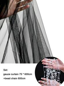 Ultra-Thin Chiffon Fabric 75*600cm, Includes 6m Bead Chain, Bed Curtain, Wedding Arch Curtain, DIY 3D Butterfly Wind Chime Pearl Door Curtain Decoration, Wedding Birthday Party Home Partition Decoration Background Photo Prop - Multicolor 2 - View 15