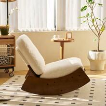 Comfortable Rocking Chair, High-Quality Upholstered Armchair, Solid Wood Frame, Perfect For Various Living Areas, Accent Reading Chair For Bedroom And Living Room - 白色 - 查看 11