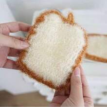 Charming Toast‑Shaped Dish Washing Cloth, Lovely Practical Household Scrub Rag, Great For Dishes, Pots, Sinks, Stoves, Kitchen Counters, Bathroom Sinks And Versatile Daily‑Use Home Cleaning - Multicolor - View 5