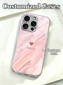 1 قطعة غطاء هاتف زجاجي مقسى مطلي بالكهرباء بتصميم قلب بنقشة رخامية ذهبية مائلة للوردي مع نص قابل للتخصيص، متوافق مع iPhone 17 Pro Max/17 Air/16/15/13/12/11/XS Max/678 Plus، تخصيص أعمال راقي، موضة فاخرة خفيفة، هدية عطلة، هدية عيد ميلاد، للأزواج والحيوانات الأليفة والأصدقاء والزملاء والأصدقاء المقربين والإخوة والعائلة، غطاء حماية بطباعة عالية الدقة - فضي - مشاهدة 1