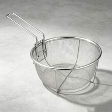 Practical Frying Basket Equipped With Folding Handle And Pan Hook, Durable Cookware Accessory For Home Frying Work - Silver - View 1