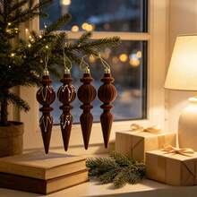 6Pcs Velvet Icicle Ornaments For Christmas Tree Holiday Hanging Decorations - Chocolate - View 4