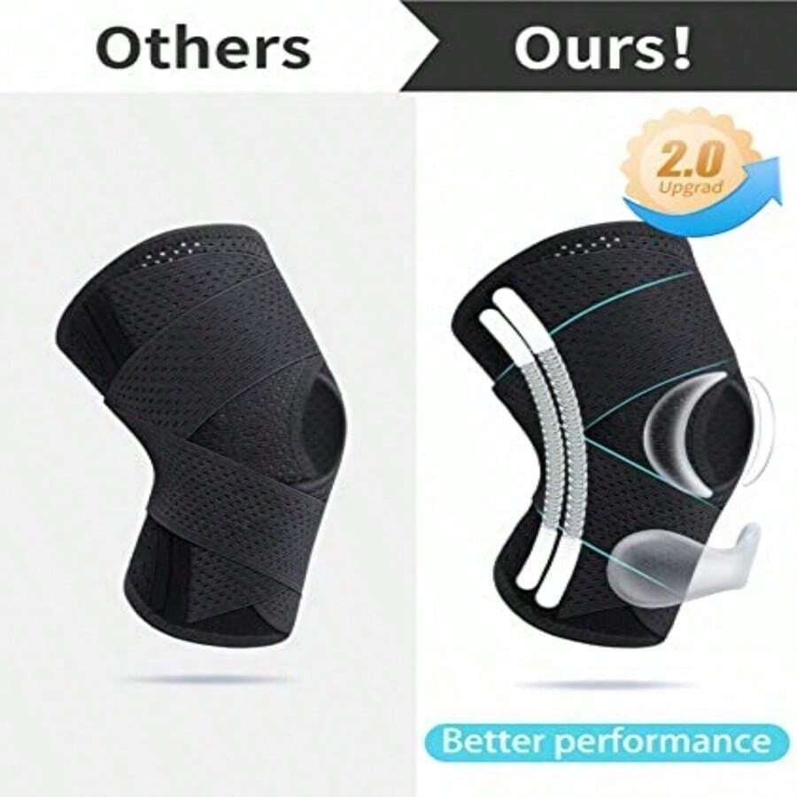 Adjustable Dual Spring Breathable Pressure Relief Knee Pads For Sports, Hiking And Cycling - Black - View 1