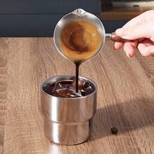 1pc Silver Thick Stainless Steel Coffee Extraction Cup 100ml, With Scale, Small Milk Cup Maker, Espresso Measuring Cup Bowl, Kitchen Supplies - Silver - View 3