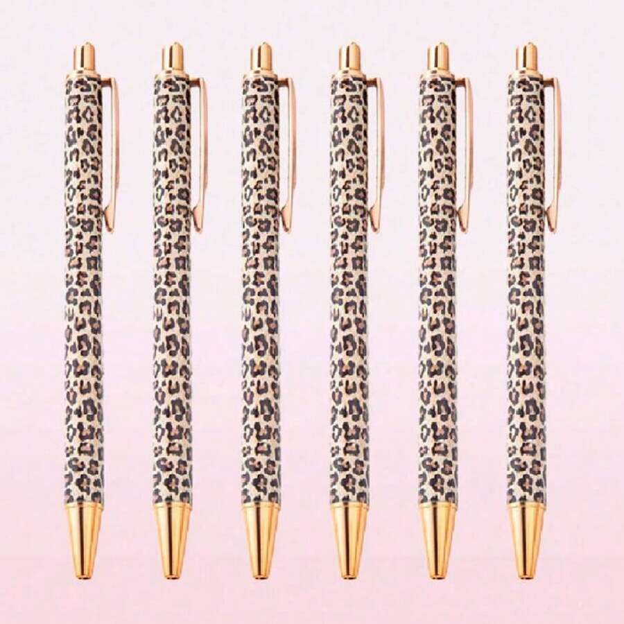 Hasbro 1/5pcs/Set Random Leopard Print Ballpoint Pens, Retractable Design, Multiple Patterns Available, Simple Printed Pens, Suitable For Weddings, Parties, Daily Use, Gifts, Perfect Valentine's Day Gift For Friends And Family - Multicolor - View 1