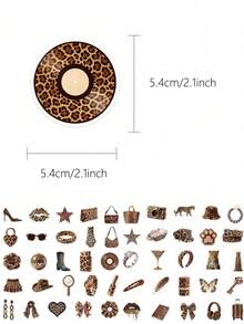 50Pcs Leopard Print Aesthetic Stickers, Retro Y2K Fashion Accessory Waterproof Decals For Scrapbook Laptop Water Cup Luggage Phone Case DIY Decor - 50pcs - View 3