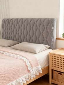 1pc Diamond Quilted Thickened Plush Headboard Cover, Full Coverage Pet-Friendly Elastic Furniture Protector, Easy To Clean, Warm For Autumn/Winter, Bedroom Office Living Room Home Decor - Grey - View 5