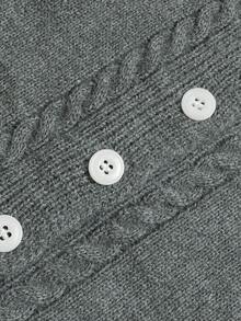 Nicenter Women's Collar Long Sleeve Cable Knit Button Front Sweaters, Wool Blend Knit Tops, Gray Elegant Fall Clothes, Winter Clothes For Daily Commute Office - Grey - View 6