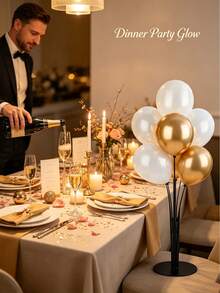 Black Balloon Table Stand Set With Round Base, Reusable Balloon Display Stand, Suitable For Tabletop And Floor Decoration, Balloon Arrangement, Sturdy Balloon Column Stand, Ideal For Halloween, Wedding, Birthday Party, Baptism, Summer Event And Celebration Occasions - Multicolor - View 7