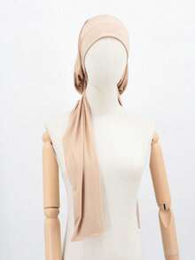 (With Hair Band) Women's Solid Color Scarf Hooded Shawl Headscarf Hat, Warm Windproof Elegant Minimalist Versatile Wear, Suitable For Daily And Holiday Use - A - View 4