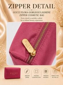 Gucci Dreamy Fragrant Jasmine Zipper Makeup Bag, 17*12cm, 1pc, Soft Fabric With Smooth Zipper, Ample Capacity, Suitable For Daily Storage And Travel - Hot Pink - View 7