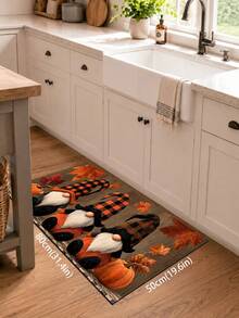 1pc Gnome Pattern Kitchen Mat, Autumn Country Farmhouse Style, Anti-Slip And Wear-Resistant Design, Suitable For Autumn, Thanksgiving, Harvest Celebration, Kitchen, Entryway And Home Decor - Multicolor - View 8