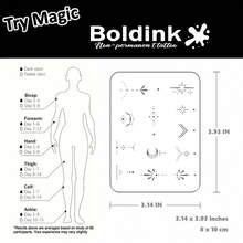 Boldink 1PC Dot-Painted Moon Star Arrow Pattern Temporary Tattoo Sticker, Waterproof Body Art Tattoo Sticker, Lasts 1-2 Weeks, Plant Juice Formula, And Gentle, Non-Irritating, Perfect For Daily Outfit, Body Decoration, Unisex Gift, Must-Have For People - Black - View 3