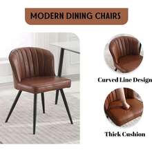 WAHSON OFFICE CHAIRS 4PCS Velvet Kitchen Chair Side Dining Chairs Armless Tub Chair With Metal Legs - Brown - 4 Pieces - View 6