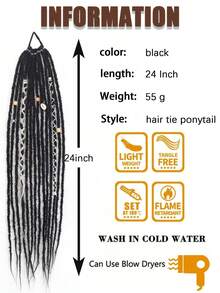 Bohemian-Style Braided Beaded Matte Gradient Dreadlocks African Hair Tie Ponytail, Perfect For Women To Wear At Parties And Gatherings. - Multicolor - View 3