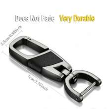 1pc Luxury Alloy Keychain With Leather Strap, Scratch-Resistant And Durable Zinc Alloy Key Ring, 360° Rotatable, Fade-Resistant Rotating Key - 1pc - View 3