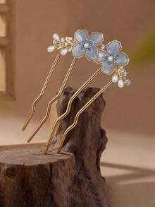 2pcs Faux Pearl Flower Hair Combs, Women's Vintage Bun Hair Sticks, Exquisite Hair Accessories - Multicolor - View 5