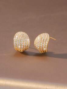 1 Pair Luxury Style Exquisite Women's Earrings Suitable For Evening Party, Commute, Date, Gathering, Holiday And Daily Wear - Circular Zirconium - View 5