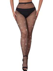Women's Rhinestone Decorated Fishnet Tights, Shiny Mesh Pantyhose, Multiple Colors Available, Suitable For Party And Nightclub Wear - Multicolor - View 9