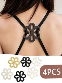2pcs/4pcs Flower Shape Bra Strap Clips, Invisible Non-Slip Bra Strap Fixer, Women's Lingerie Accessories, Invisible Non-Slip Bra Strap Buckle, Suitable For Cross-Back Lingerie, Transparent Buckle, Non-Slip - A - View 2