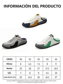 Zapatos casuales mule sin talón para caballeros, malla de alta ventilación evita sobrecalentamiento. Suela antideslizante y resistente, 3 colores disponibles. Ideal para paseos;ligeros y cóm - Gris - Ver 11