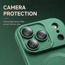 1件裝 綠色金屬漆時尚磁吸軟磨砂手機殼，適用於 iPhone 17 Pro Max 17Pro 17 Air 17e 16 16E 15 14 Plus 13 12 11 Pro Max，玻璃鏡頭無線充電保護殼 - 綠色 - 查看 8