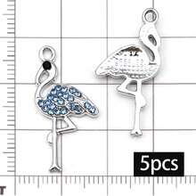 5/10pcs Rhinestone Flamingo Charms Alloy Crystal Flamingo Bird Pendant For DIY Bracelet Necklace Earring Tropical Jewelry Making Findings - Multicolor - View 10