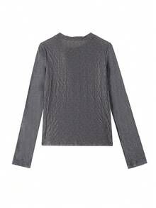New Spring/Autumn Grey Slim Fit T-Shirt Top 2 Pieces Set - Grey - View 8
