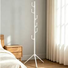 Foldable Floor‑Standing Double Rod Clothes Drying Rack, Available In Black & White, With Side Multi‑Function Hooks, No‑Installation Stable Triangle Support, For Indoor Balcony Outdoor Use, Holds Clothes - A - View 1