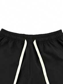 Women's Autumn Colorblock Casual Sports Long Pants With Drawstring Elastic Waistband And Pockets, Lightweight For Street And Outdoor Wear - Black - View 4