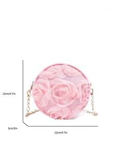 1pc Women's Fashion 3D Floral Shoulder Bag With Zipper Closure, Suitable For Party, Gathering, Ramadan Gift, Daily Use - A - View 2