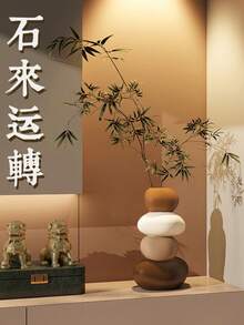 一組樹脂鹿雕塑，幾何花瓶主題，適用於各種房間，適合聖誕節、感恩節、新年及一般節日裝飾，無需電源 - 彩色 - 查看 2