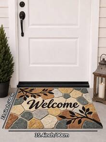 1pc Outdoor Floor Mat, Pebble Branch Leaf Welcome Mat, Long Strip Rug, TPR Backing Non-Slip Mat, Suitable For Bathroom, Indoor, Hallway, Bedroom, Living Room, Bedside, Machine Washable Easy To Clean Entryway Mat Home Decor - Multicolor - View 15