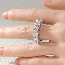 Cincin Zirkonia Kubik Bulat Minimalis, Aksesori Gaya Buatan Tangan, Dapat Dipakai Sendiri atau Ditumpuk, Cincin Hadiah Ideal untuk Wanita - Perak - View 6