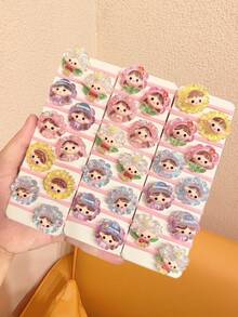 10/20/30pcs Random Girls Floral Cartoon High Elastic Hair Ties, Sweet Cute Daily School Outing Hair Accessories - Multicolor - View 5