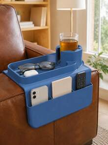 1pc Multifunctional Silicone Sofa Armrest Tray With Cup Holder, Can Hold Remote Control, Phone And Other Items, Non-Slip And Soft, Suitable For Living Room, Bedroom And Office - Multicolor - View 4