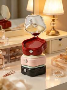 10/3/2/1pc Luxury Style Plastic Five‑Petal Flower Shaped Travel Puff Box With Built‑In Mirror & Flip‑Top Lid Detail,Portable Makeup Puff Storage For Travel Touch‑Up, Cosmetic Puff Holder Case,Suitable For Daily Commute, Vacation, Outdoor Makeup - Multicolor - View 8