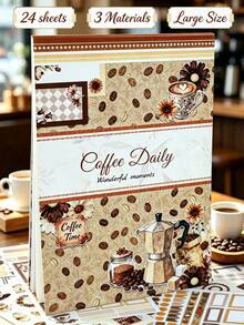 DanSoul 24 Large Coffee Theme Planner Sticker Book, Pre-Cut 3 Material Waterproof Matte PET Scrapbook Functional Sticker Set, Suitable For Bullet Journal Stationery Notebook Gift Office School Supplies Back To School - Scrapbook Stickers - View 9