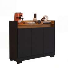 Aparador Buffet Ryzen 3 Portas Moderno Cantinho do Café Sala Cozinha Recepção Balcão - Preto - Visão 6