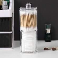 Acrylic Transparent Cotton Swab Toothpick Storage Box, Dual Compartment Design, Transparent Cosmetic Storage Box, Suitable For Bathroom, Vanity, Medicine Cabinet Countertop, Durable Odorless Container - A - View 12