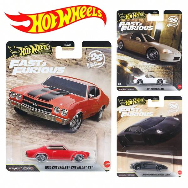 Mattel هوت ويلز HNW46 سيارة نموذج معدنية 1:64 من سلسلة Fast & Furious، مازدا RX-7، شيفي شيفيل، هوندا، لامبورغيني، لعبة قابلة للجمع هدية