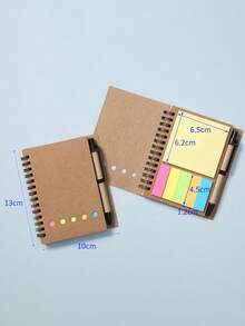 Juego de cuadernos de bolsillo con espiral, notas adhesivas y bolígrafo, cuaderno pequeño de 3.9 x 5.1 pulgadas con líneas, pestañas de índice de notas adhesivas de 6 colores surtidos, adecuado para uso de oficina y negocios - Set de libretas de espiral de 5 orificios - Ver 3