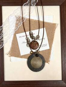 4pcs Vintage Adjustable Wax Cord Necklaces, Bohemian Pendant Necklaces - Multicolor - View 3