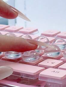 36 buah Stiker Tutup Tombol Keyboard Kristal Bening Lucu untuk Anak Perempuan, Alat Bantu Mengetik untuk Kuku Panjang, Pelindung Kuku Timbul 3D Perekat Sendiri, Dekorasi Keyboard Kantor DIY (Ramah Kuku & Tidak Merusak) - View 5